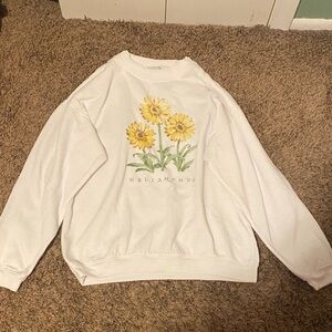 White Sweatshirt with Sunflower Designing